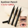 1/3/5/12PCS Black Waterproof Eyeliner Pen Smears Smooth And Fast Drying Liquid Eyeliner Pen For A Long Time Not Easy To Smudge