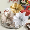 1/3Pcs Christmas Poinsettia Flower Bouquet Velvet Magnolia Artificial Floral for Xmas Tree Ornaments Home Wedding Party Decor