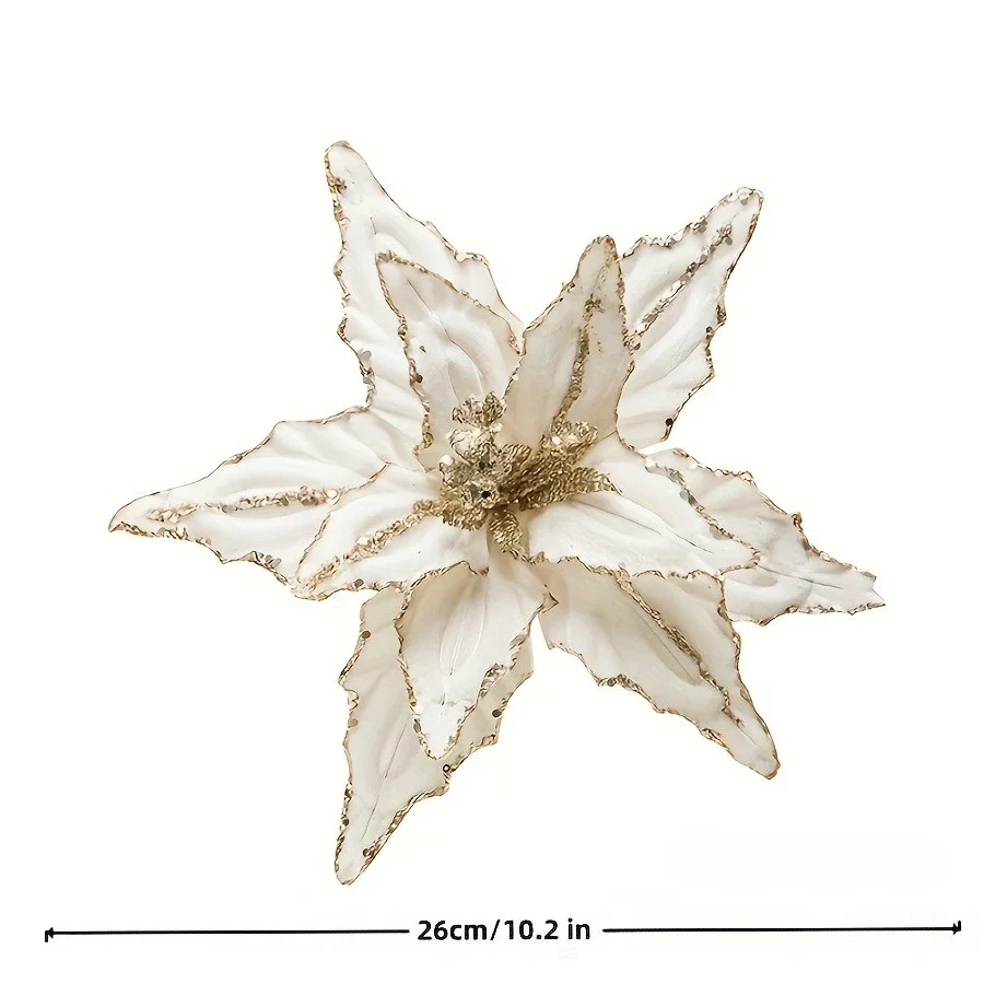 1/4pcs Christmas Holiday Decorative Flowers Artificial Flowers Shiny Sequin Velvet Christmas Flowers Home Decor - Image 4