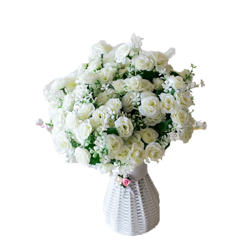 15 Mini Rose Bouquets Artificial Flowers Wedding Scene Decoration Home Living Room Desk Christmas Decoration Accessories - Image 6