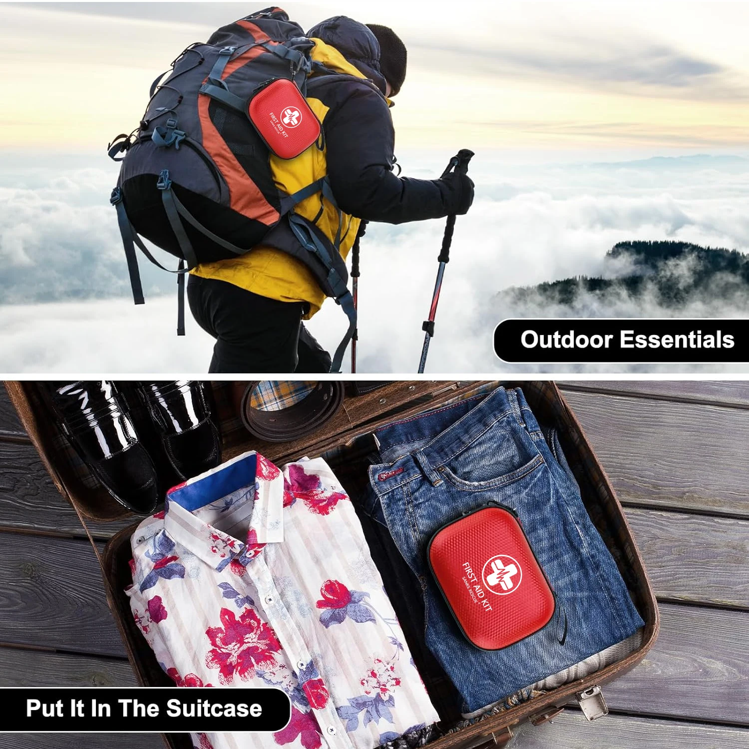 150 Piece Mini First Aid Kit Small Waterproof Hard Shell Outdoor Kit for Home Car Travel Camping Truck Hiking Sports Office - Image 5