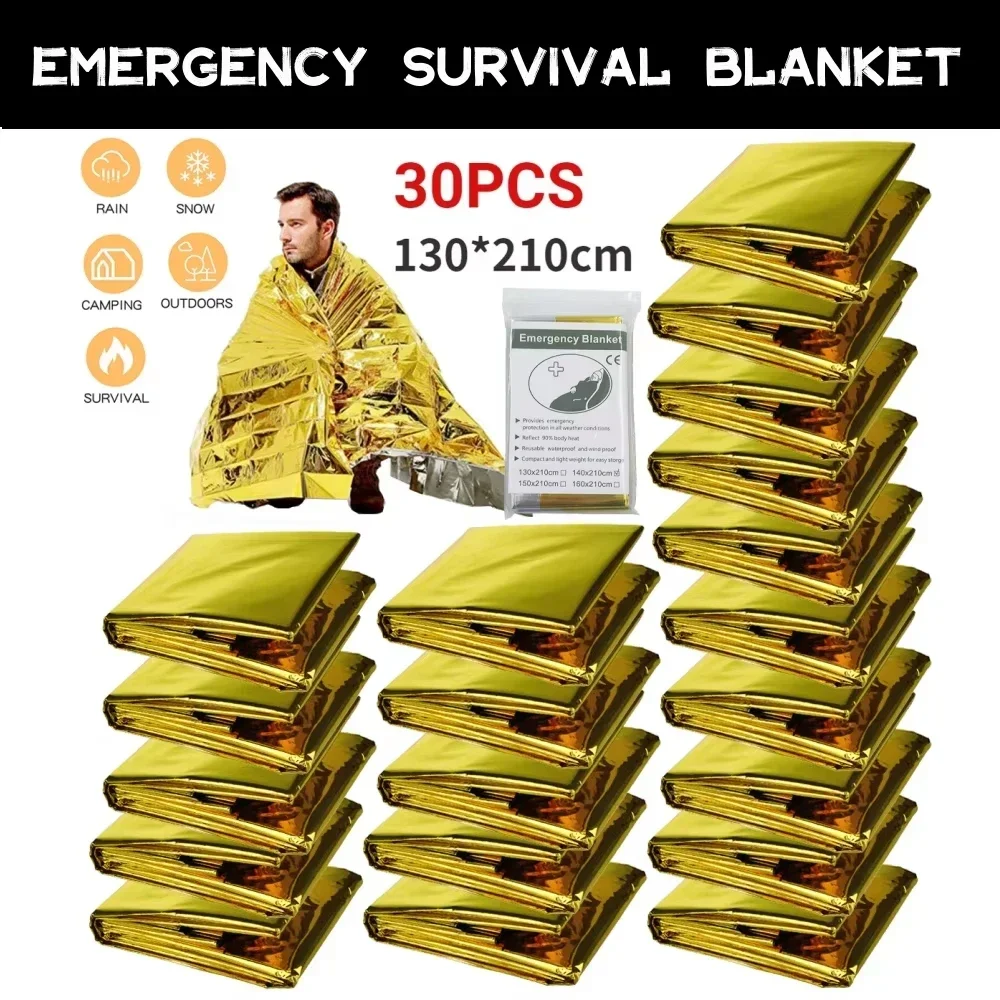 1/5/10/20/30Pcs Outdoor Emergency Gold-Sliver Survival Blanket Waterproof First Aid Rescue Curtain Foil Thermal Military Blanket - Image 2