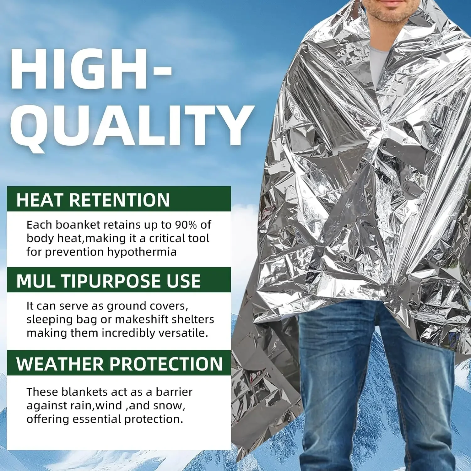 1/5/10/20/30Pcs Outdoor Emergency Gold-Sliver Survival Blanket Waterproof First Aid Rescue Curtain Foil Thermal Military Blanket - Image 4