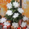 15pcs Glitter Flowers with Clips - Sparkling White Wedding, Christmas, New Year, Garland, Home, Events Floral Party Decorations