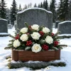 15pcs Realistic Cemetery Christmas Memorial Flowers Anniversary and Patriotic Themed Floral Arrangements