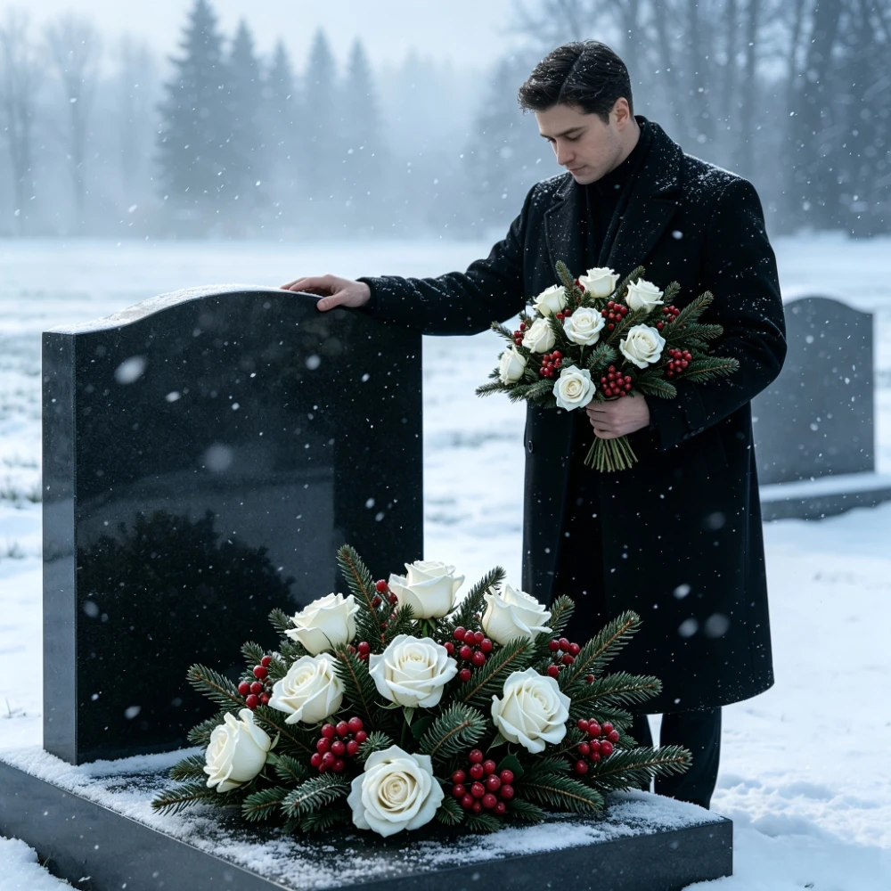 15pcs Realistic Cemetery Christmas Memorial Flowers Anniversary and Patriotic Themed Floral Arrangements - Image 3