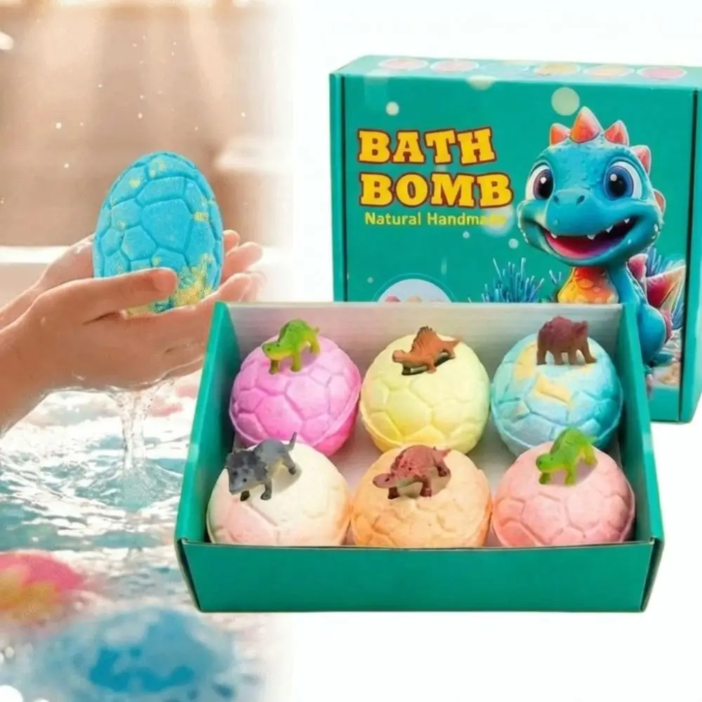 1/6Pcs Natural Organic Dinosaur Egg Bath Bombs with Surprise Toys Essential Oil Scented Dinosaur Bath Bombs Fizzy Bubble Bath - Image 3