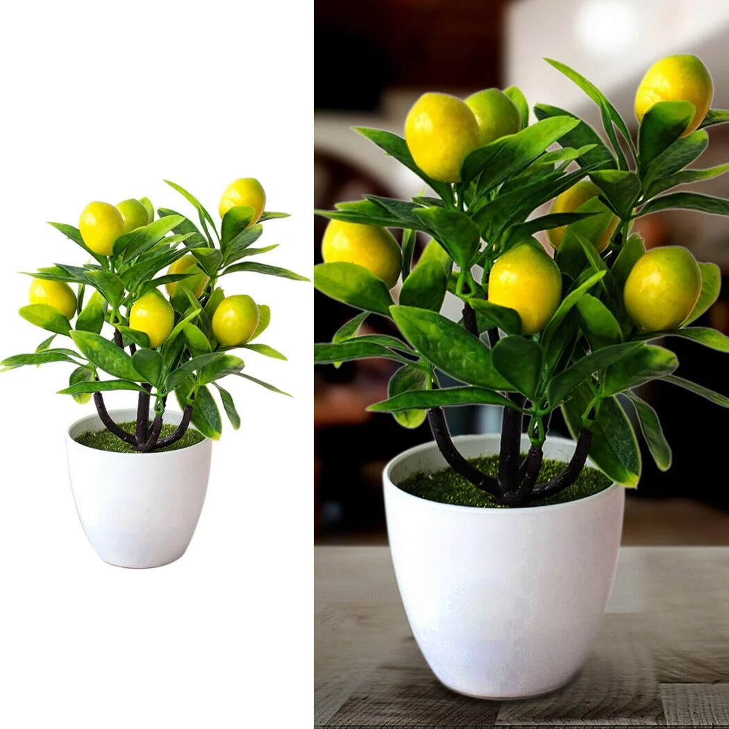 18CM Artificial Fruits Lemon Simulated Bonsai Home Decoration Potted Plant Living Room Ornament Fake Tree - Image 3
