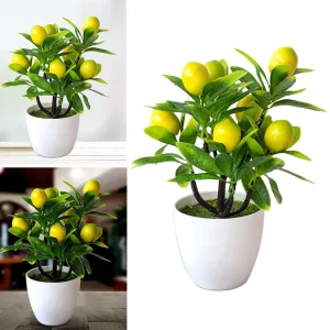 18CM Artificial Fruits Lemon Simulated Bonsai Home Decoration Potted Plant Living Room Ornament Fake Tree