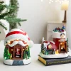 1PC Christmas Snow Scene Village House Ornaments Music Lights Sculpture for 2027 New Year Xmas Decor Holiday Landscape Lighting