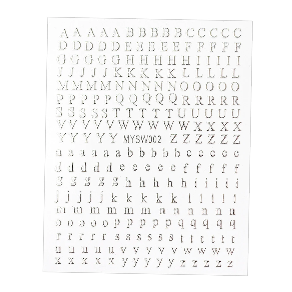 1PCS Laser Silver English Alphabet Nail Art Stickers DIY Manicure Adhesive Letter Decal Uppercase&Lowercase Letter For Nail Tips - Image 6