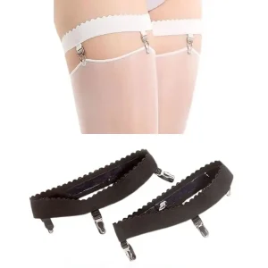 1Pair Anti Slip Garter Belt Sexy 3 Clips Elastic Leg Garter Belt Cosplay Costume Ring Thigh High Stocking Suspenders Women