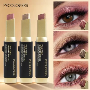 1Pc Dual-Color Eyeshadow Stick, Blendable Eye Color For Daily Makeup, Brown And Pink, Cosmetic Eye Makeup Product