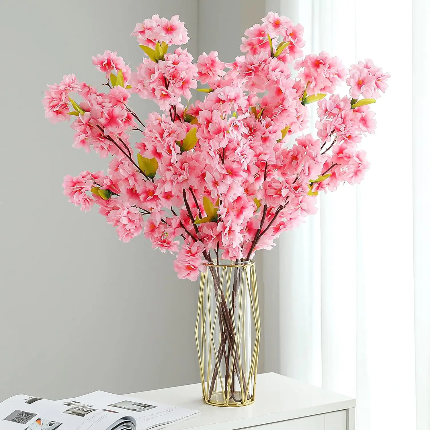 1Pcs Sakura Artificial Flowers Bouquet for Garden Party Wedding Marriage Decoration Home Decor Fake Flowers Table Vase Ornament - Image 4