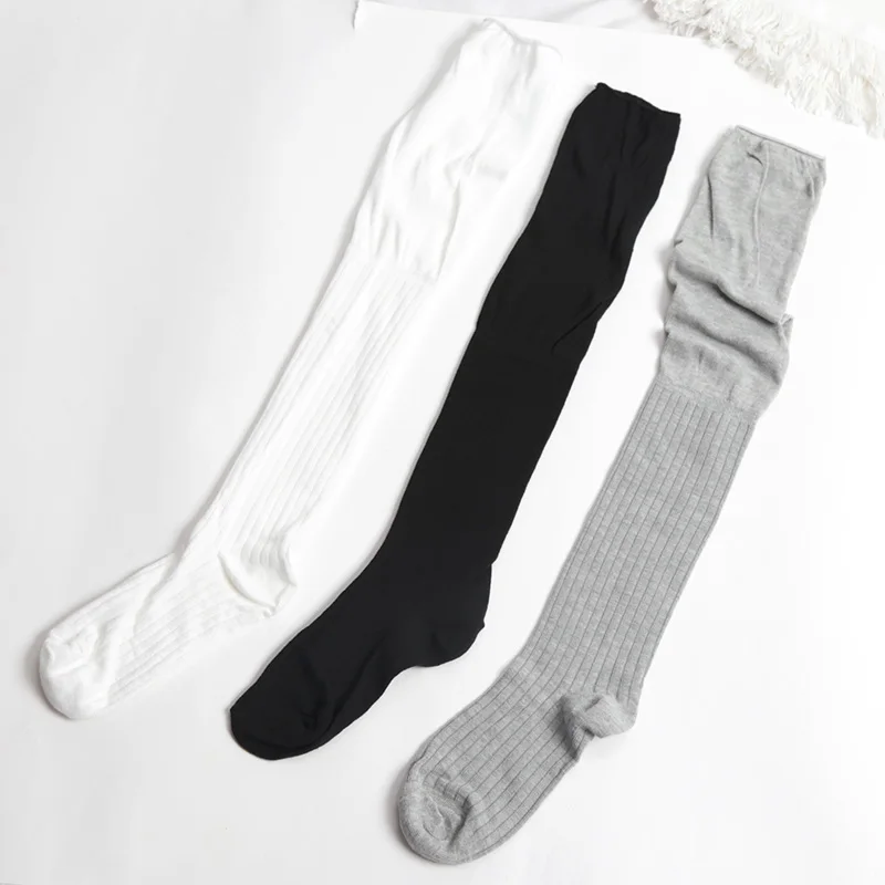 1pair Boot Socks Autumn/Winter Solid Color Thigh High Lace Cute Lolita Warm Stockings Sexy Black White Long Leg Socks for Women - Image 6