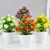 1pc Artificial Potted Plant Small Bonsai Flowers Pot Simulated Tree Ornaments Wedding Home Hotel Office Table Decor Fake Plants