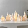 1pc Christmas Ceramic Glowing House Snowman Christmas Tree Decorative Ornaments Christmas Indoor Home Scene Decoration Layout