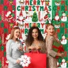 1pc Merry Christmas Foil Fringe Curtain Backdrop Santa Snowman Tinsel Curtain for Xmas Door Wall party Photobooth Props Decor
