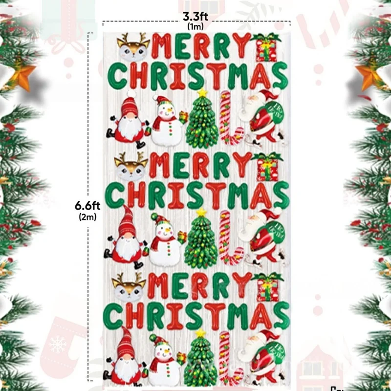 1pc Merry Christmas Foil Fringe Curtain Backdrop Santa Snowman Tinsel Curtain for Xmas Door Wall party Photobooth Props Decor - Image 6