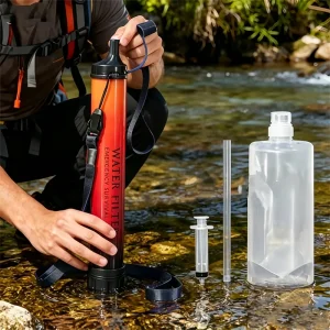 1pcs Outdoor Water Filter, Personal Straw Water Filtration System, Emergency Survival Water Purifier For Camping Hiking Climbing