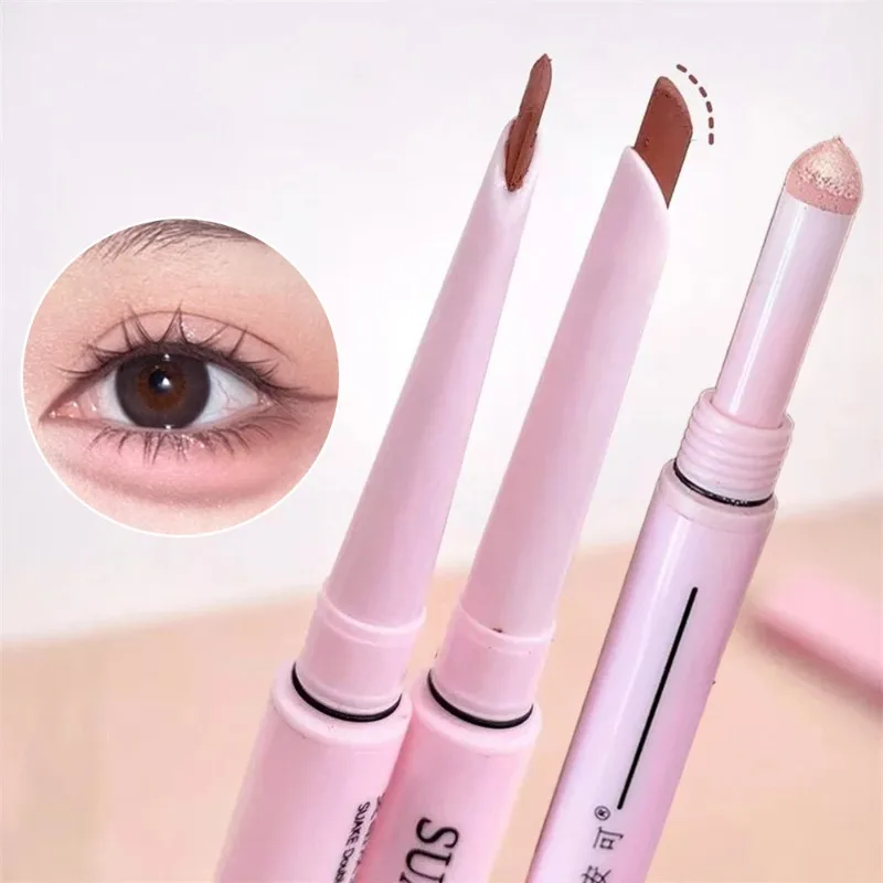 2 In 1 Matte Aegyosal Pen Glitter Brightening Highlight & Shadow Stick Double-end Eye Makeup Lying Silkworm Eyeliner Gel Pencil - Image 3