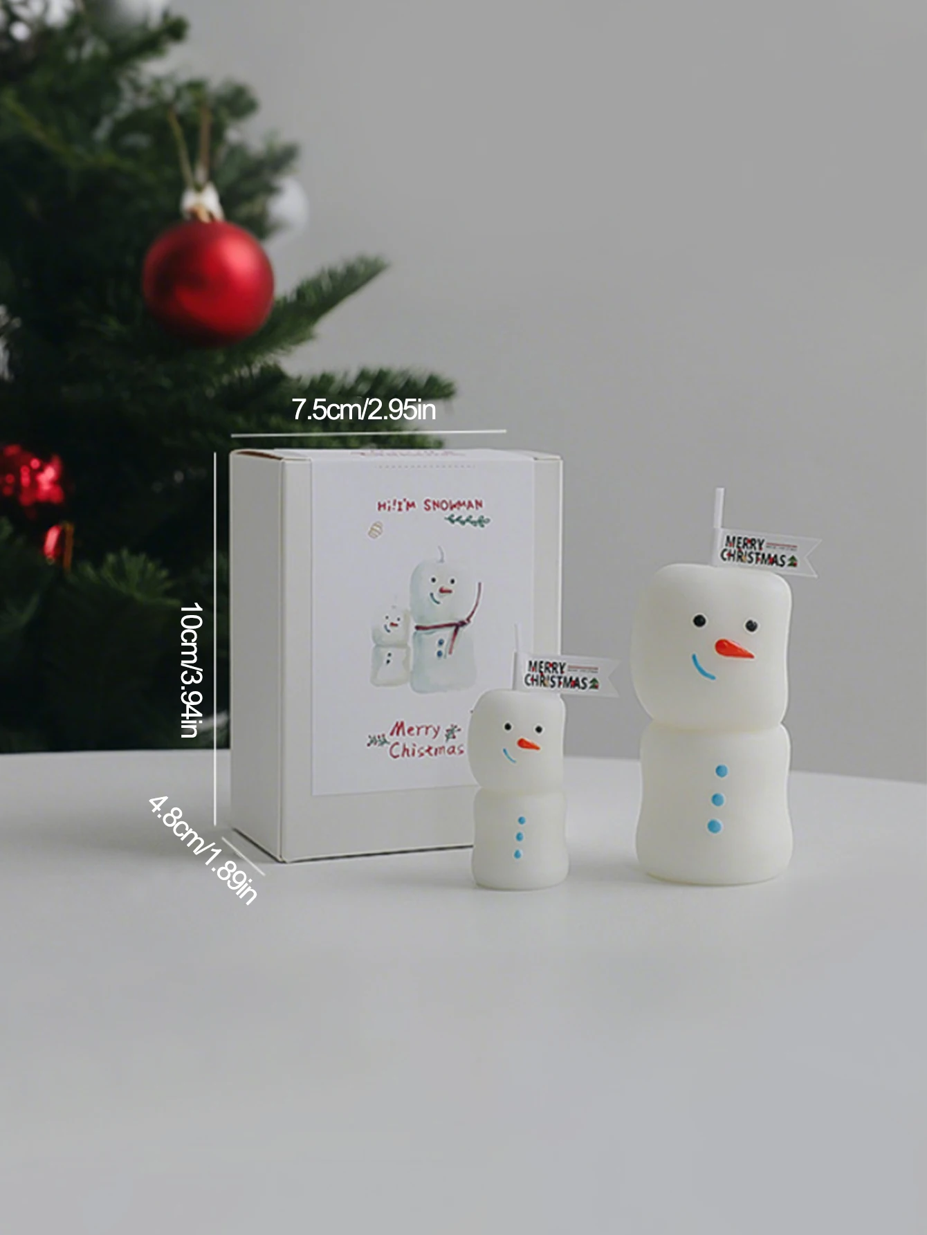 2 Pieces /Set, Christmas Snowman Scented Candle Set, Two Gift Boxes of One Large and One Small, Soybean Mixed Wax, British Pear - Image 6