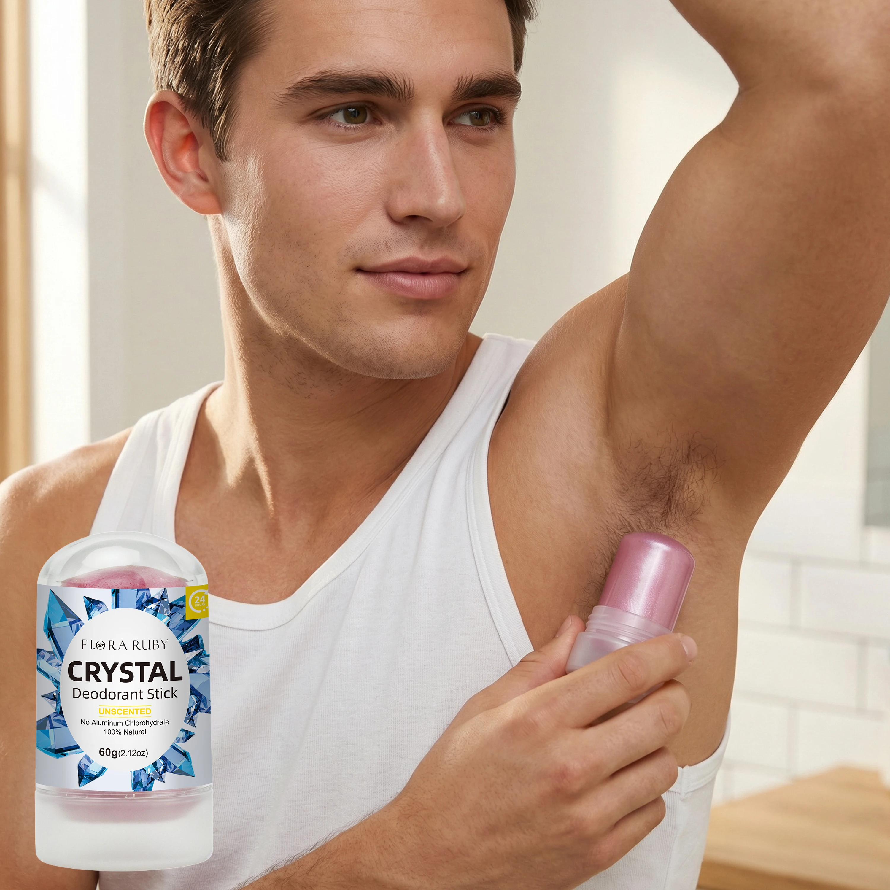 2.12oz Natural Alum Stick Deodorant for Men And Women, Unscented Underarm Odor Remover, Crystal Antiperspirant Bar Perfume - Image 2