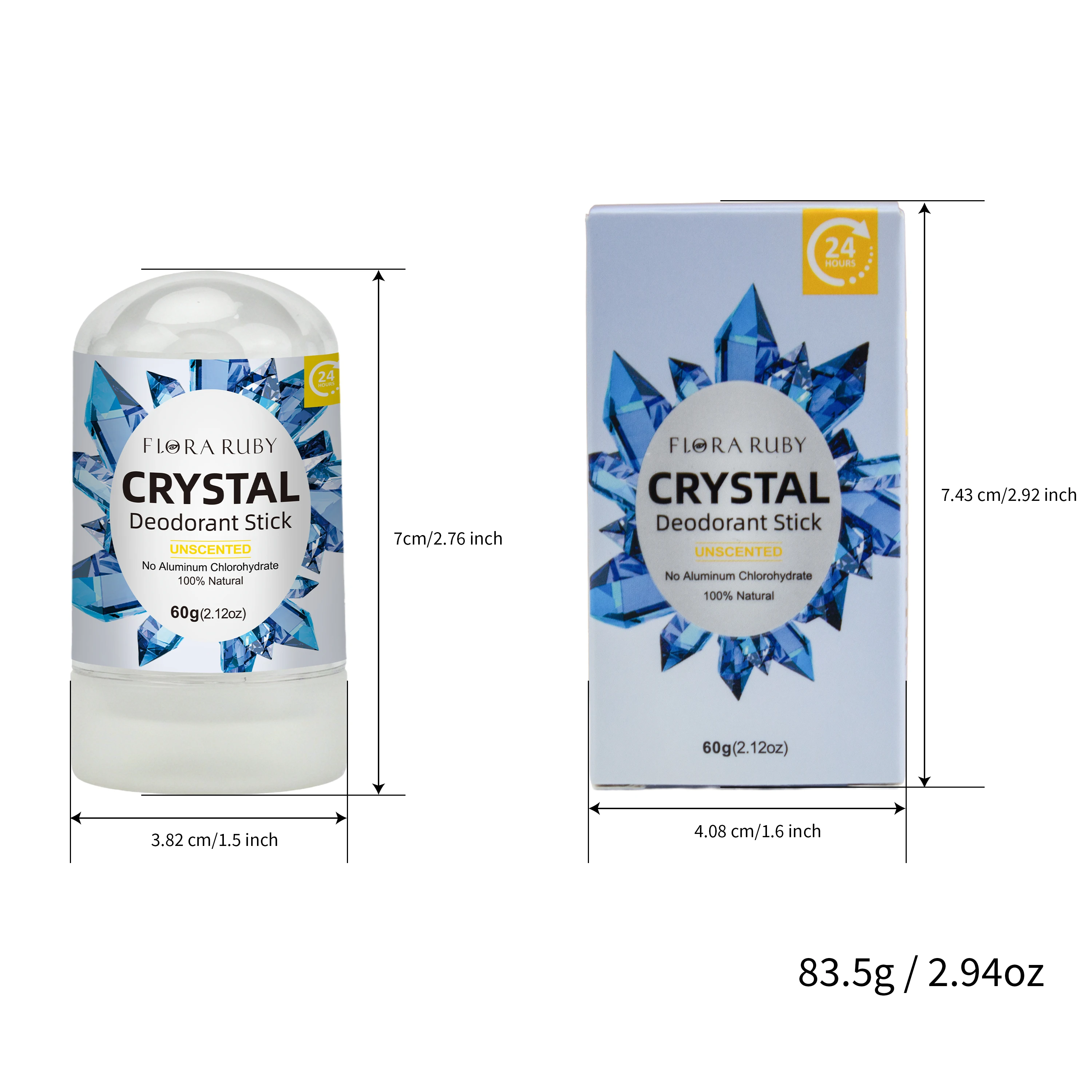 2.12oz Natural Alum Stick Deodorant for Men And Women, Unscented Underarm Odor Remover, Crystal Antiperspirant Bar Perfume - Image 6