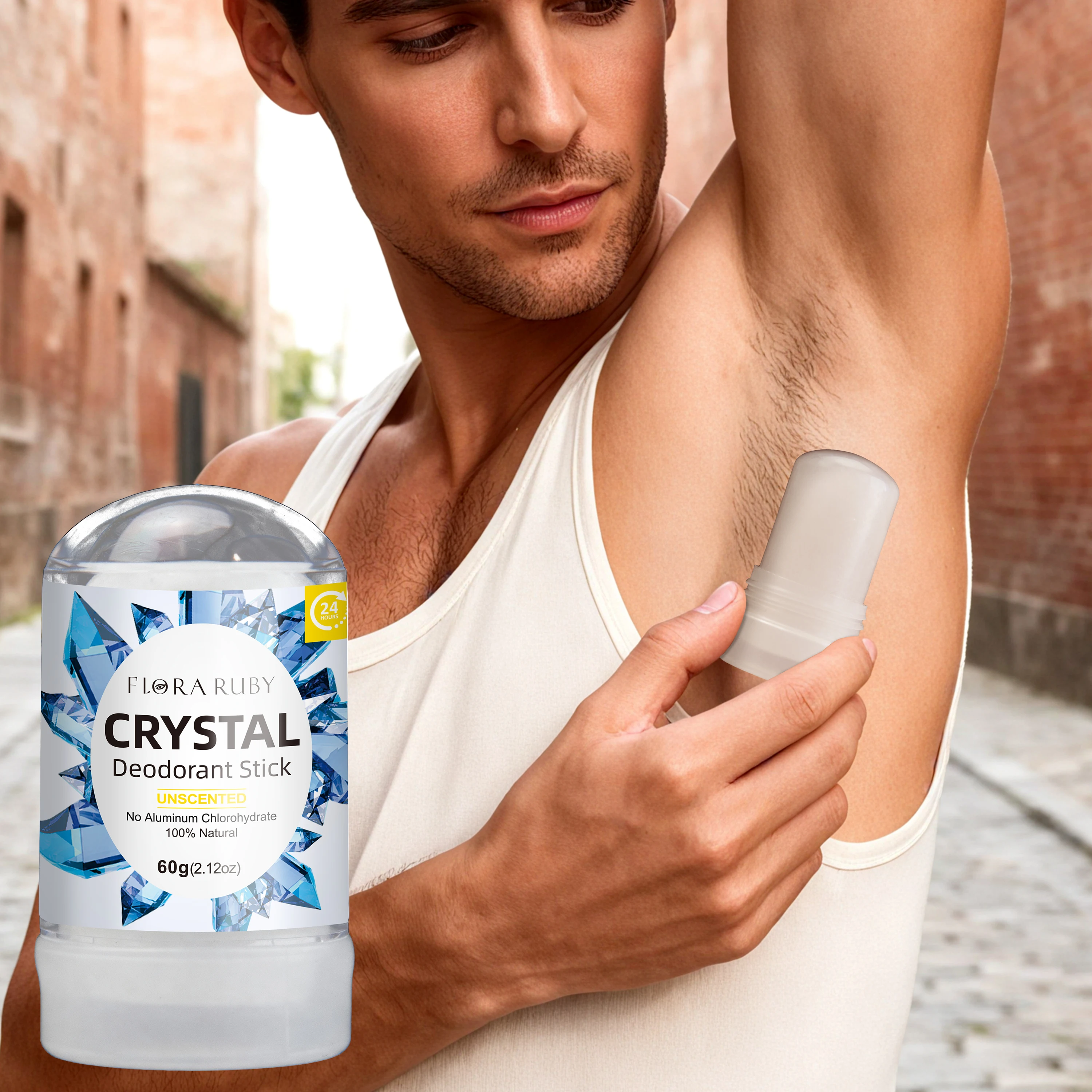 2.12oz Natural Alum Stick Deodorant for Men And Women, Unscented Underarm Odor Remover, Crystal Antiperspirant Bar Perfume