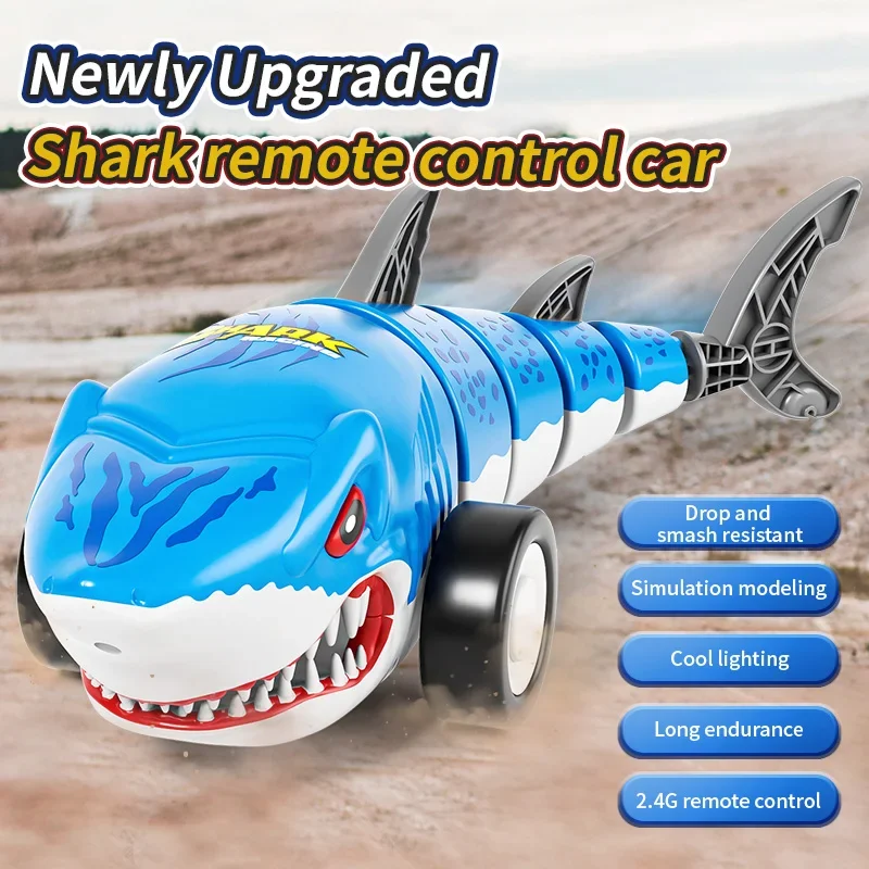 2.4G RC Shark Remote Control Animals Kids Toy High-Speed Stunt Car 2WD 4CH with Light Toys for Boys Birthday Children's Day Gift - Image 3
