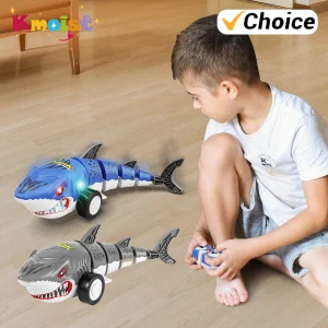 2.4G RC Shark Remote Control Animals Kids Toy High-Speed Stunt Car 2WD 4CH with Light Toys for Boys Birthday Children's Day Gift