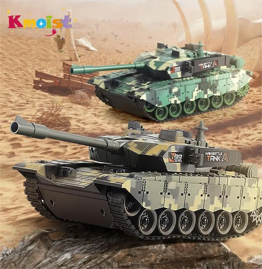 2.4GHz Tank Model Toy for Boys Rremote Control Tank Children Military Battle Tank Simulation Model With Sound Light Toy Vehicles