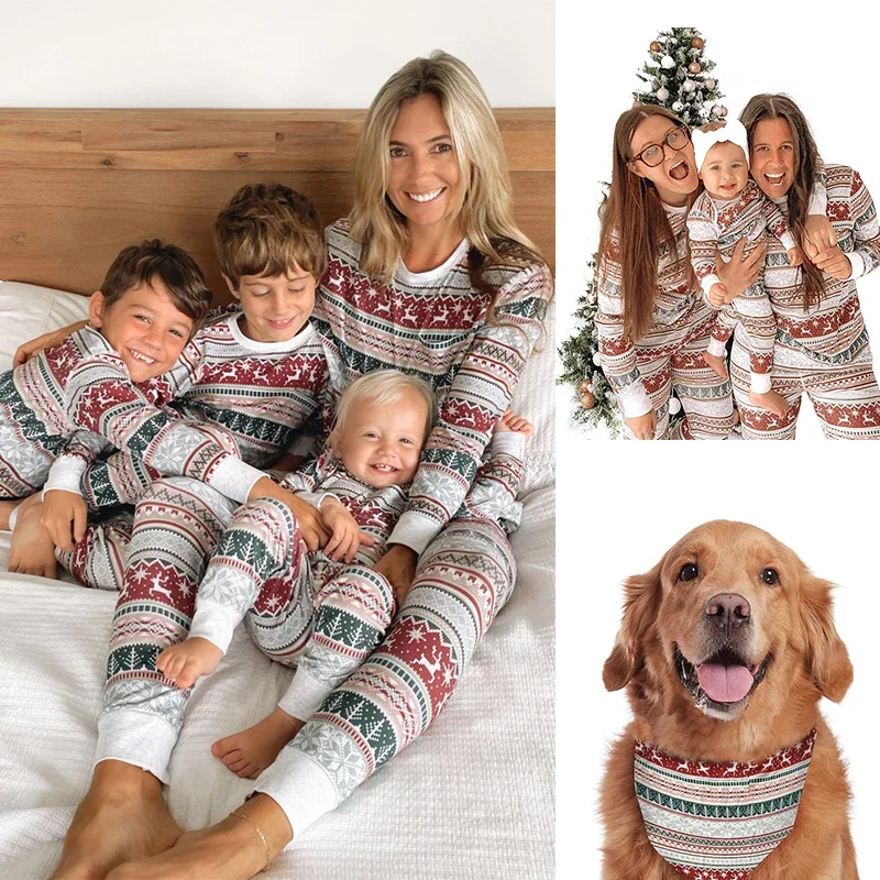 2023 Christmas Family Matching Pajamas Party Mother Daughter Father Son Sleepwear Clothing Set Baby Romper Fashion Family Look