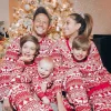 2024 Cotton Blend Family Matching Pyjamas Red Print Warm Christmas Pajamas Set Clothing Sets Xmas Family Look