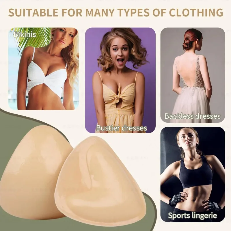2024 New Hot Double Sided Adhesive Sticky Bra Inserts Push Up Thick Sponge Breast Lift Pads Women Swimsuit Bikini Cup Enhancer - Image 2