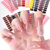 2024# New Semi-Cured Gel Nail Stickers Long-Lasting Solid Color Nail Strips UV Lamp Cured Manicure Gel Decal 16Tips