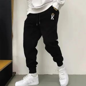 2025 Classic Mens King Print Jogger Pants Autumn Winter Fashion Trousers Male Streetwear Casual Comfort Fitness Sport Sweatpants