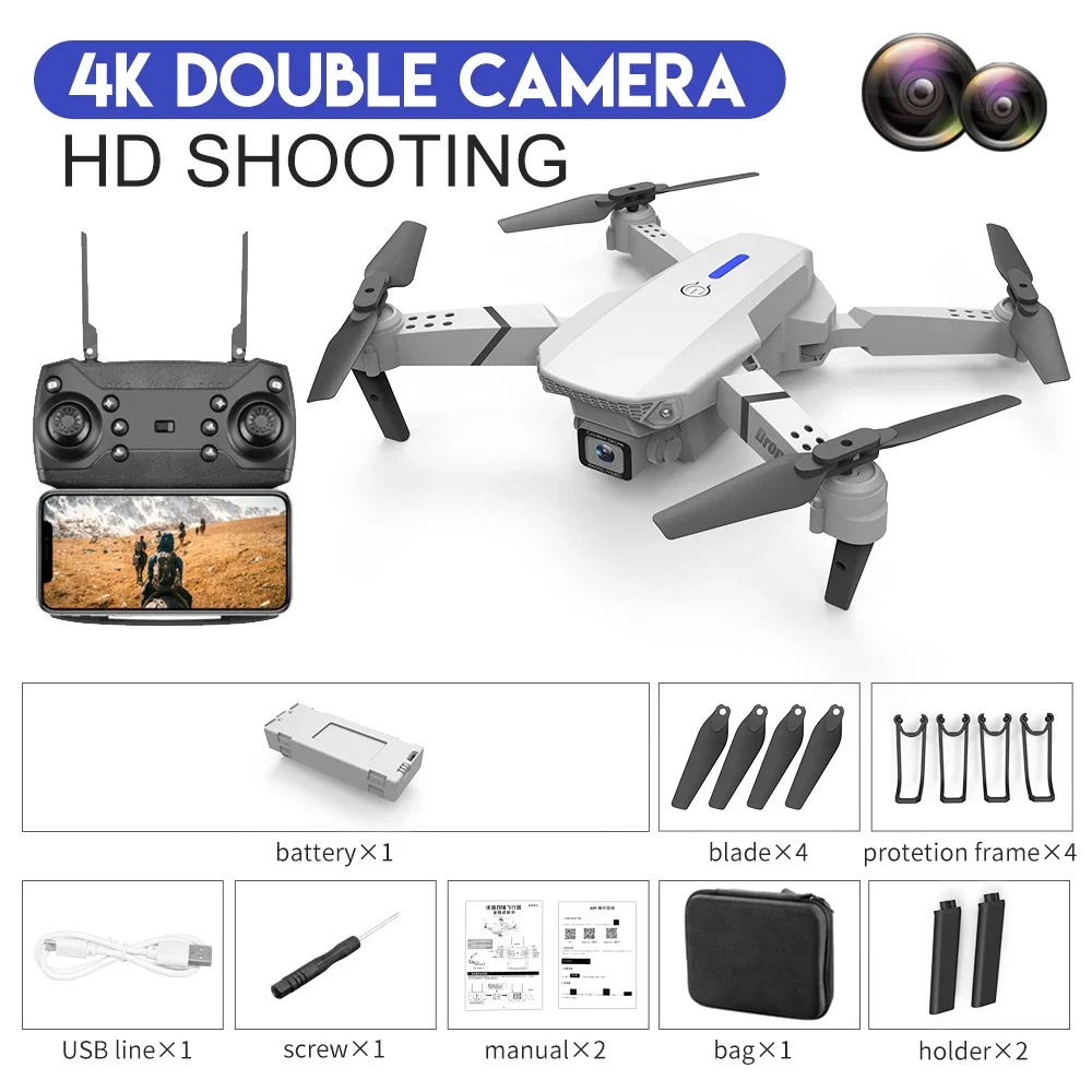 2025 E88 Pro WiFi FPV Drone with Single Dual 4K 1080P Camera Wide Angle HD Altitude Hold Foldable Quadcopter RC Helicopter Toy - Image 4