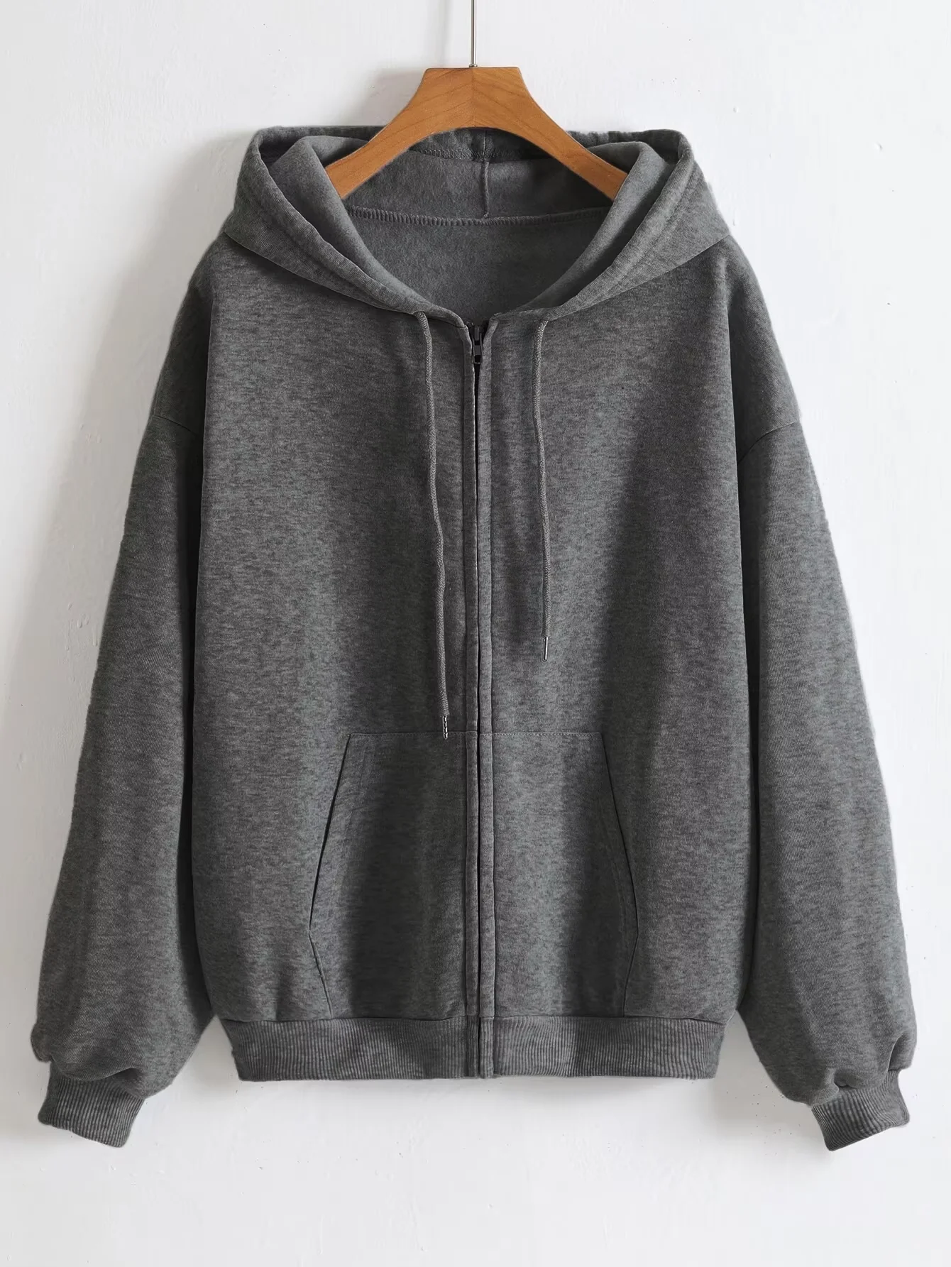 2026 8 Colors Unisex Full Zip Hoodie Autumn Winter Solid Color Loose Fit Sweatshirt Casual Streetwear Long Sleeve Jacket Top - Image 4