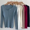 2026 Autumn Winter Button V Neck Sweater Women Basic Slim Pullover Women Sweaters And Pullovers Knit Jumper Soft Warm Tops
