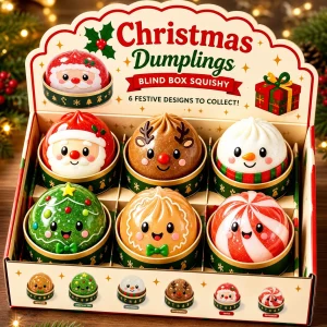 2026 Christmas Dumpling Squishy Snowman Elk Santa Claus Squeeze Ball with Box Stress Relief Merry Christmas New Year XMAS Gift
