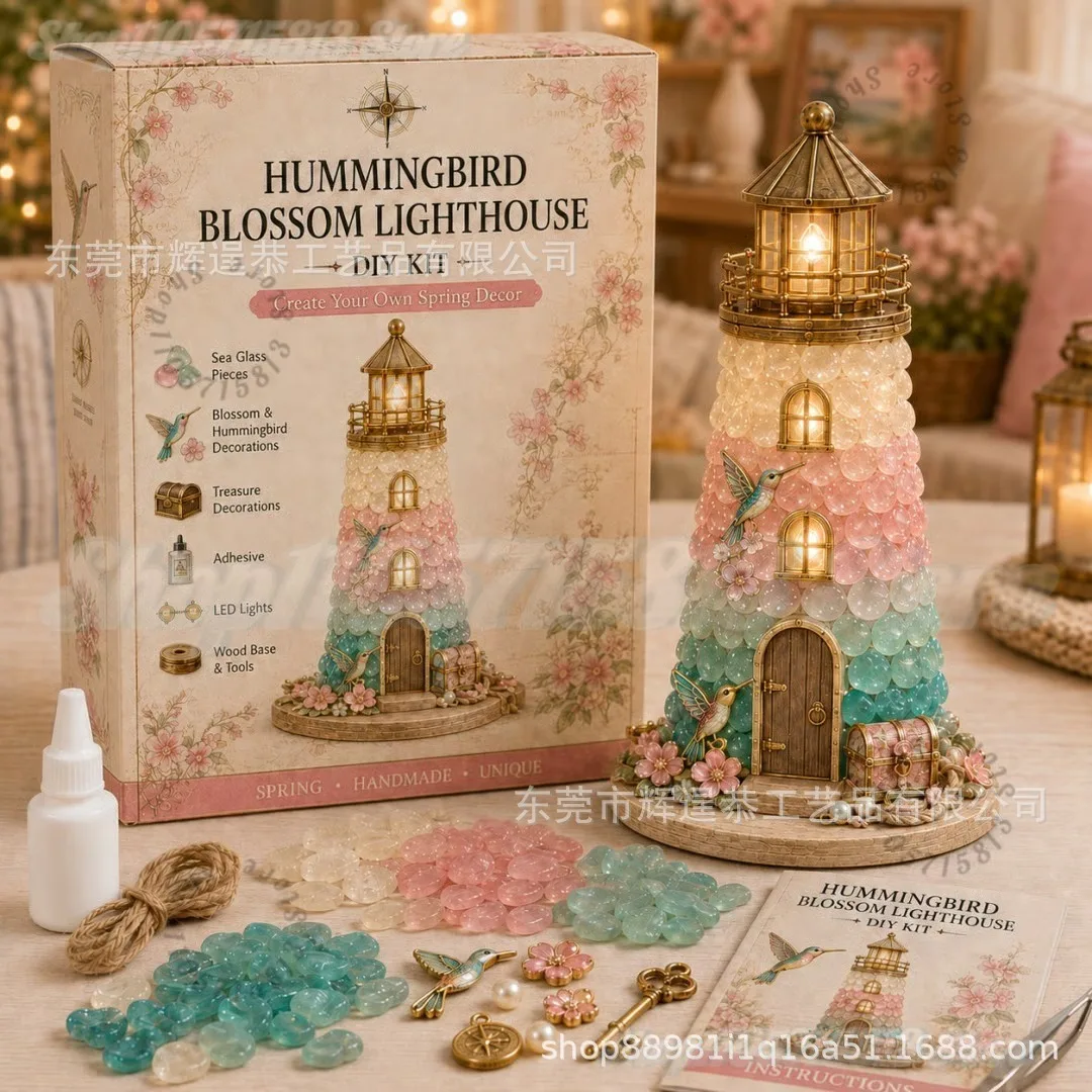 2026 DIY Lighted Sea Glass-Style Lighthouse Kit, DIY Sea Glass Lighthouse Kit with Pieces & Guide, Handmade Home Decor - Image 5
