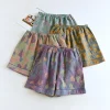 2026 Japanese Summer New Women's Shorts 100% Cotton Vintage Yarn Weaving Printed Sleepwear Thin Loose Pocket Shorts Home Pants