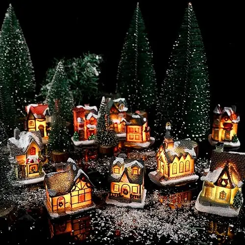 2026 LED Christmas Ornament Village Houses Light Collectible Figurines Snow Town Scene Xmas New Year Gift Decoration - Image 4