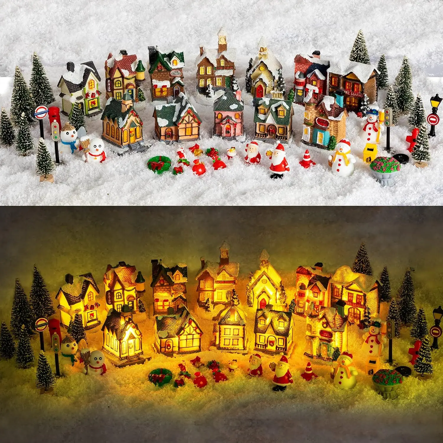 2026 LED Christmas Ornament Village Houses Light Collectible Figurines Snow Town Scene Xmas New Year Gift Decoration - Image 3