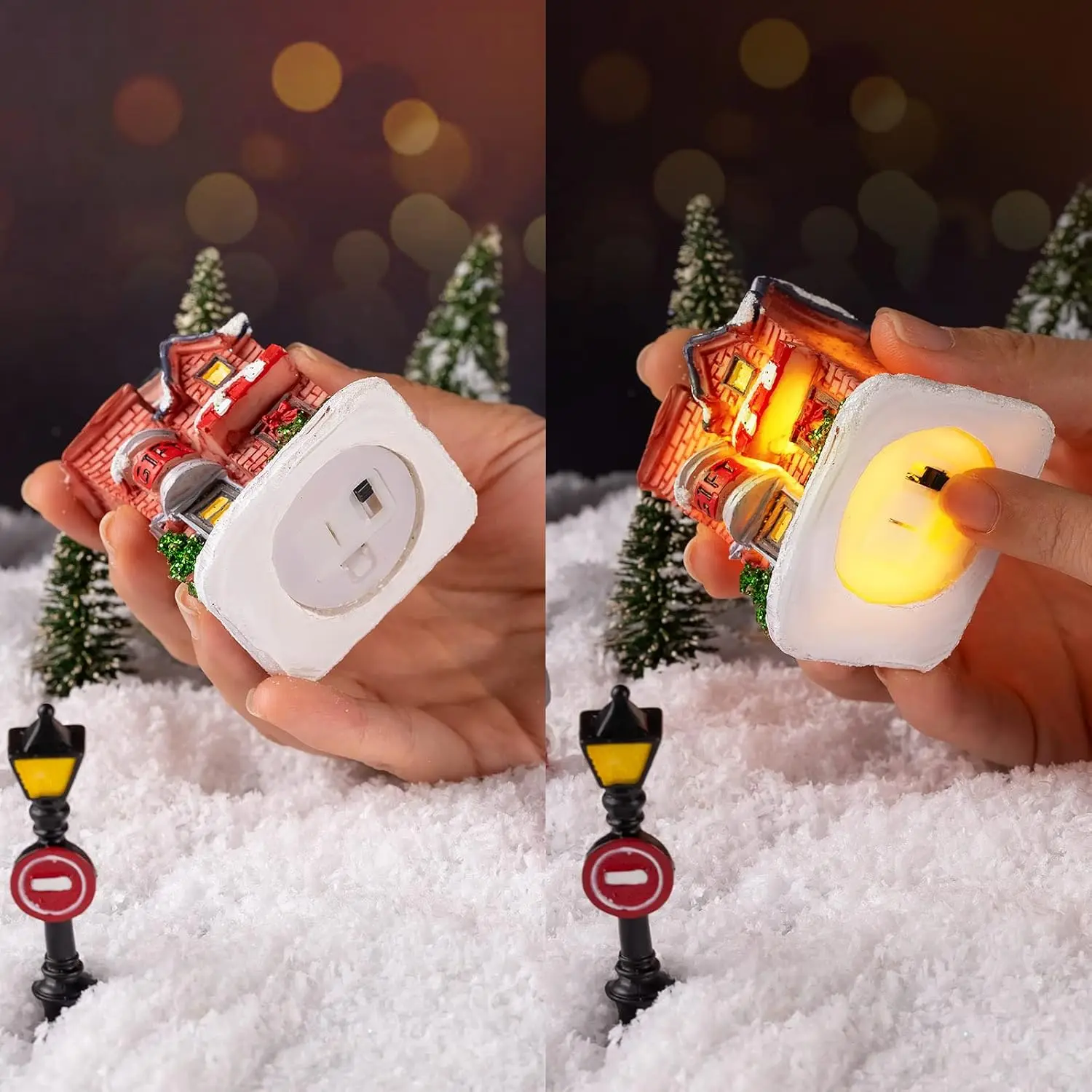 2026 LED Christmas Ornament Village Houses Light Collectible Figurines Snow Town Scene Xmas New Year Gift Decoration - Image 5