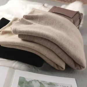 2026 Long Sleeve Autumn Winter Knitted Sweater Women's Turtleneck Loose Fit Solid Color Base Layer Pullovers Thick Warm Jumpers