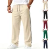 2026 Men Colorful Webbing Straight Sweatpants, Drawstring Loose Joggers For Gym Sports Wholesale EU US