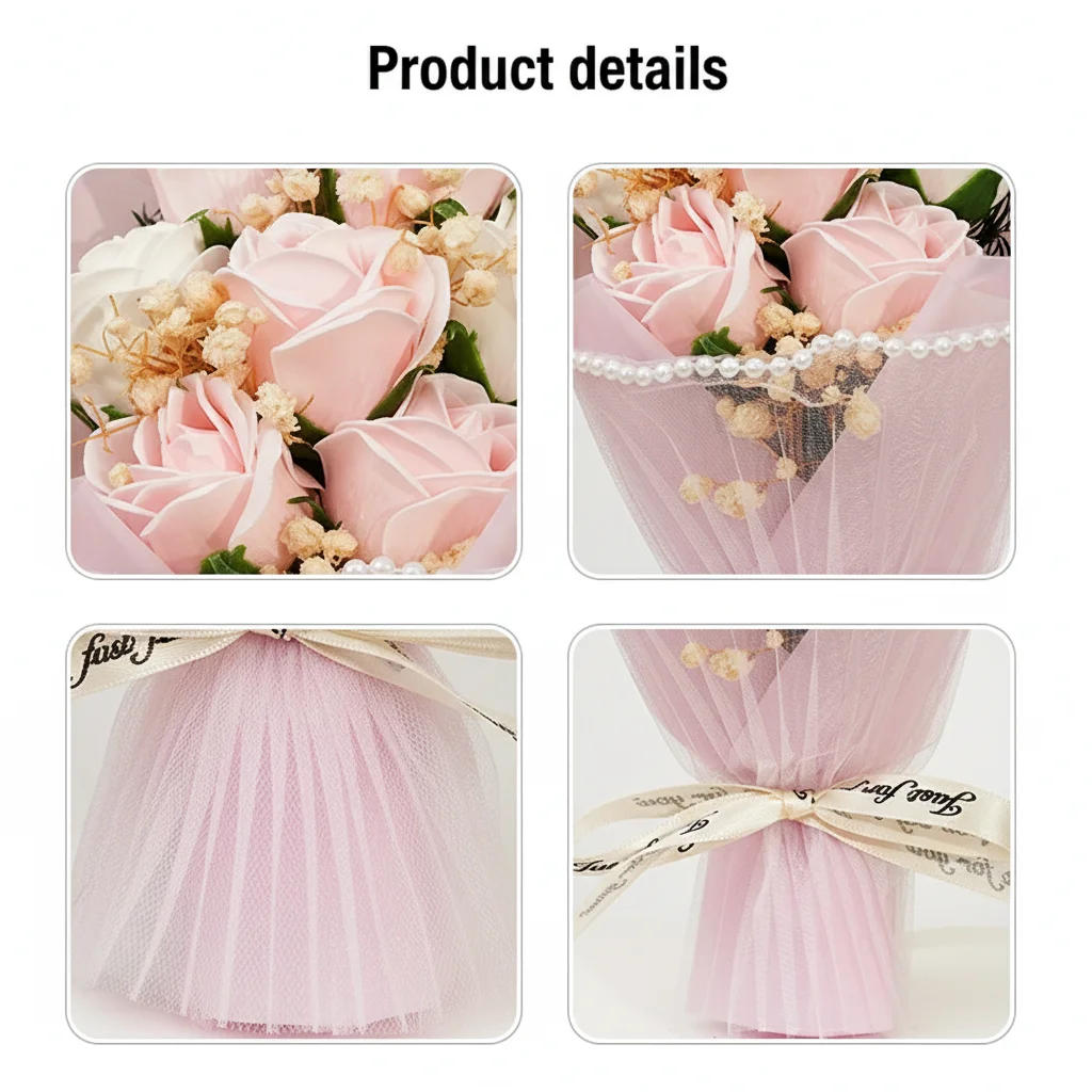 2026 Mother's Day Gift Mini Eternal Flower Bouquet Desktop Decorative Flower Ornament Simulated Soap Flower For Wife Mother - Image 6