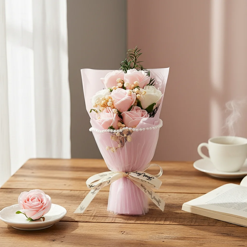 2026 Mother's Day Gift Mini Eternal Flower Bouquet Desktop Decorative Flower Ornament Simulated Soap Flower For Wife Mother